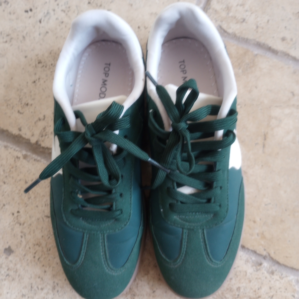 TOP Moda Dark Green and White Sneakers